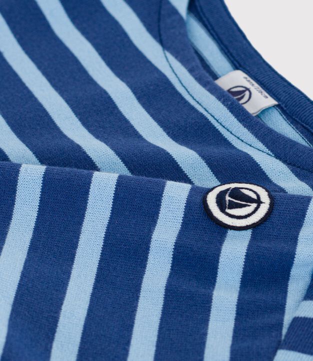 Children's stripy cotton Breton top blue/blue