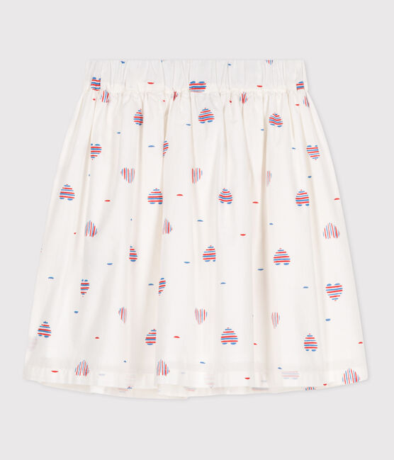 Children's heart-patterned cotton skirt AVALANCHE white/MULTICO
