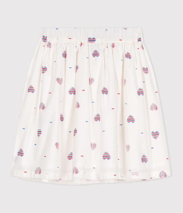 Children's heart-patterned cotton skirt Ecru/multicolor