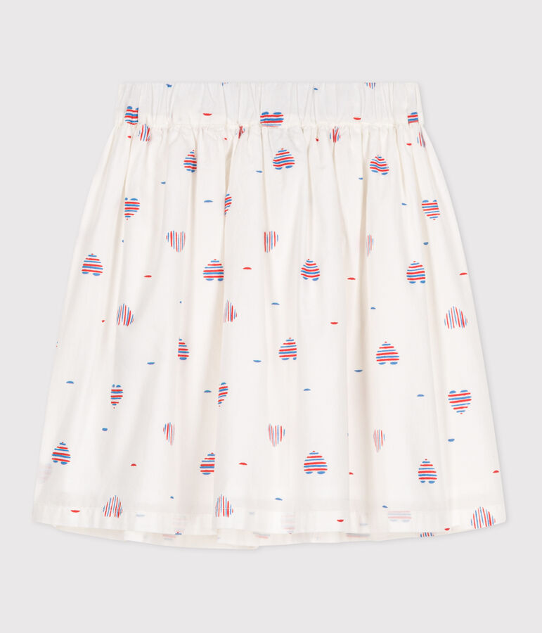 Children's heart-patterned cotton skirt Ecru/multicolor