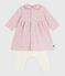 Babies' dress with a collar, printed with hearts and flowers, and leggings in cotton JOLI pink/MULTICO white