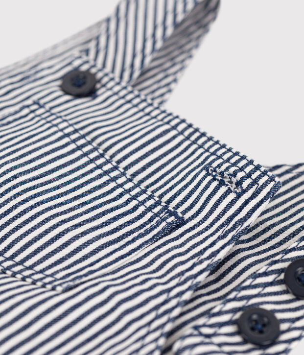 Babies' Stripy Short Dungarees blue/white