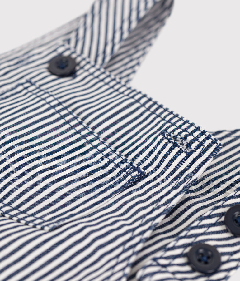 Babies' Stripy Short Dungarees blue/white