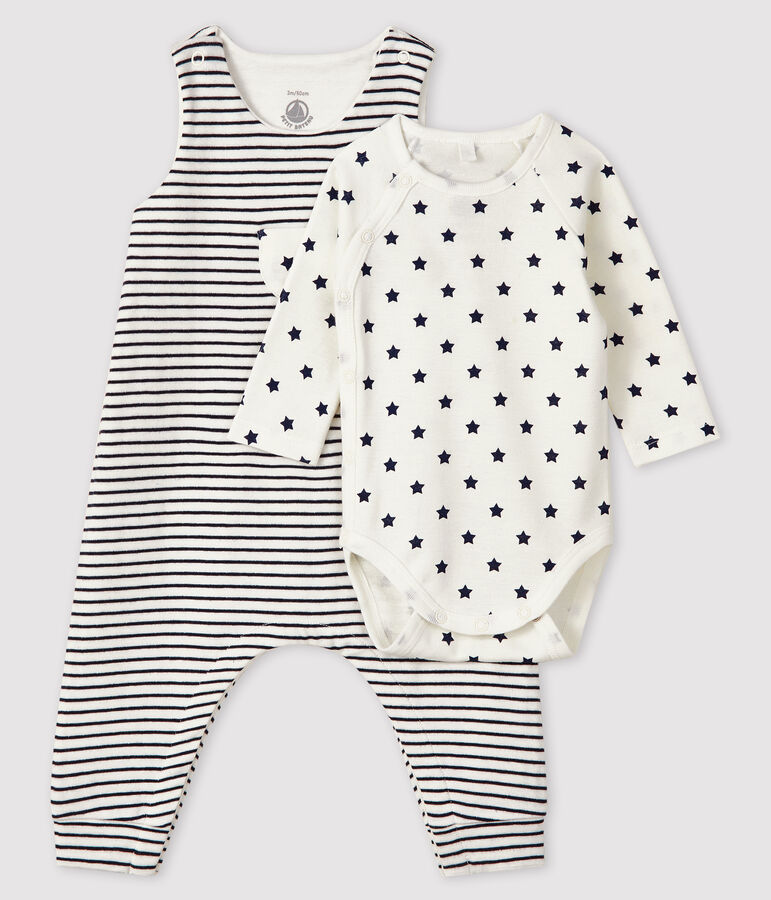Baby's Tube Knit Clothing - 2-Piece Set white/blue