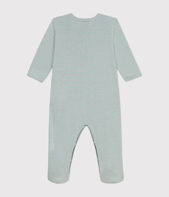 Babies' Stripy Cotton Pyjamas PAUL blue/MARSHMALLOW white