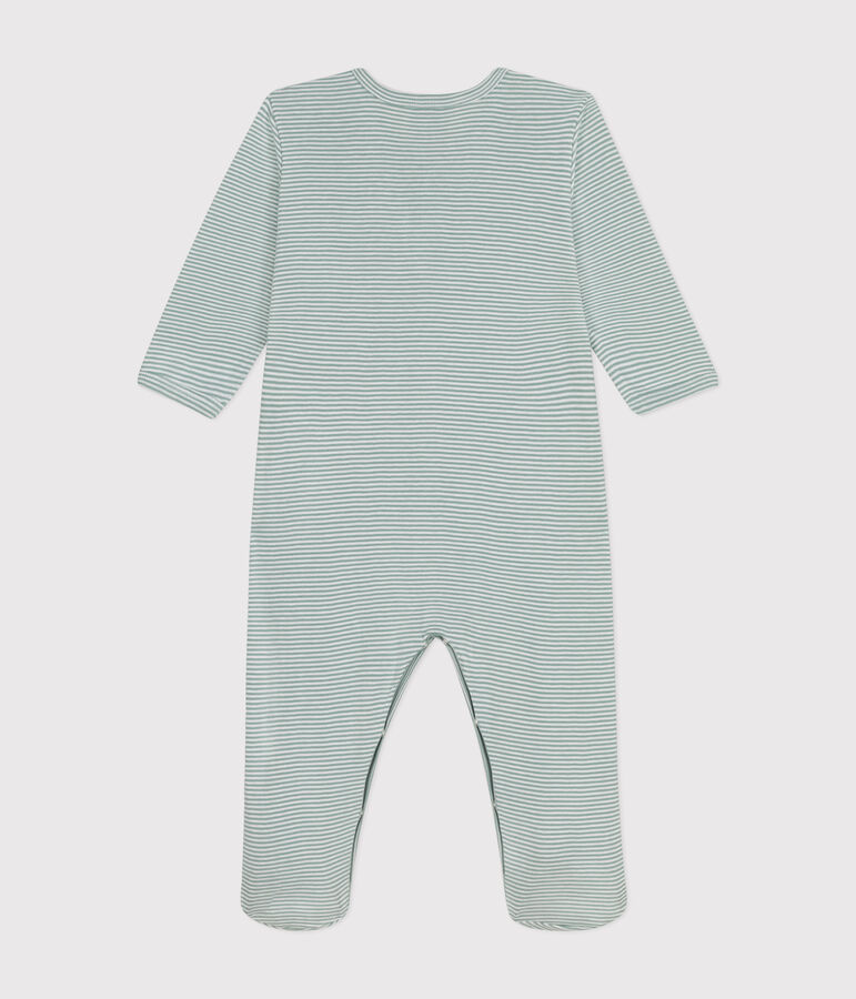 Babies' Stripy Cotton Pyjamas green/white