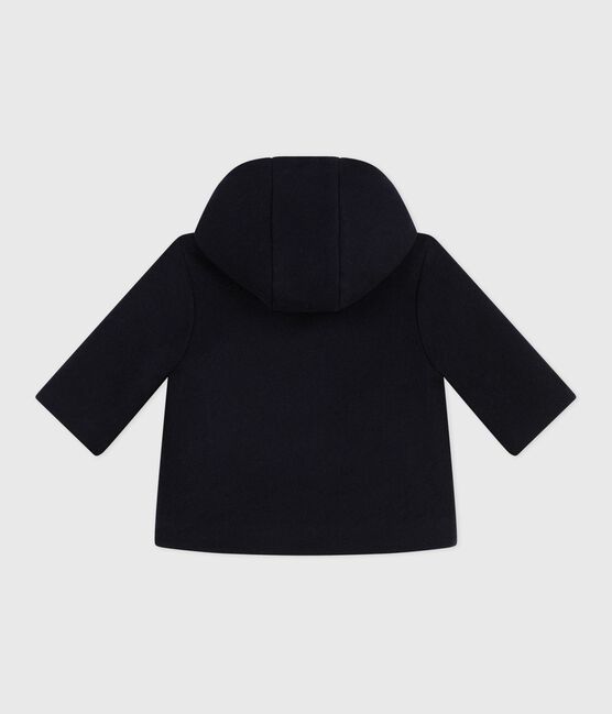 Babies' pea coat in plain woollen broadcloth SMOKING blue