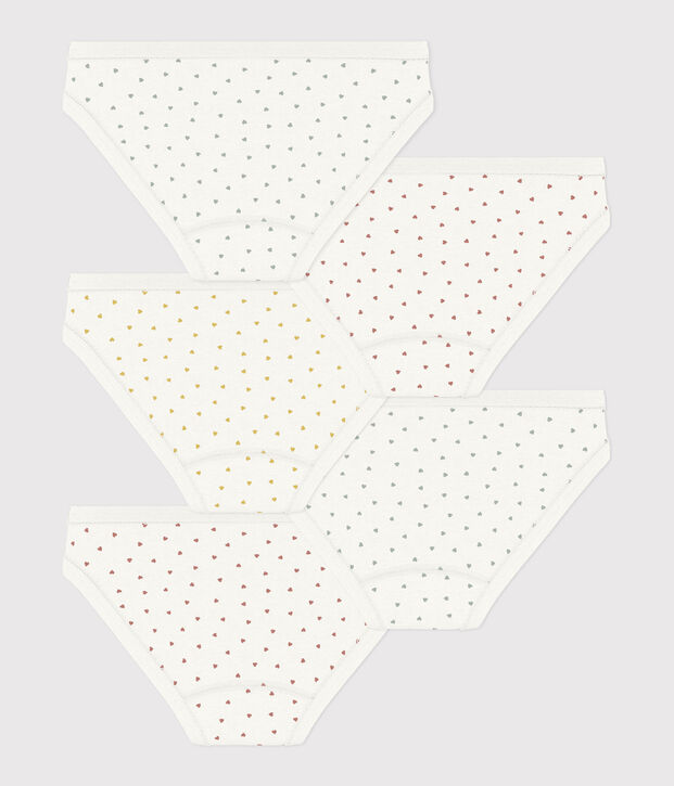 Girls' Mini Heart Patterned Cotton Briefs - 5-Pack multicolor