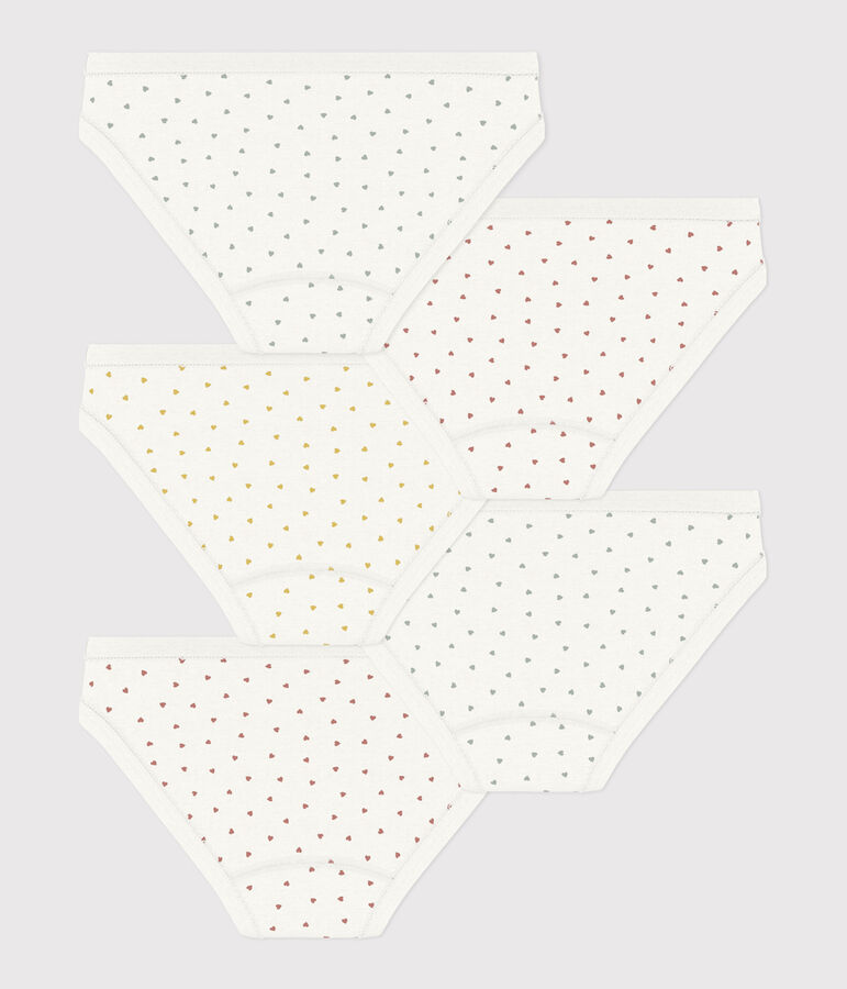 Girls' Mini Heart Patterned Cotton Briefs - 5-Pack multicolor