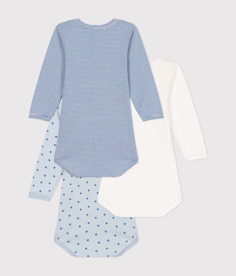 Babies' long-sleeved mini-heart pattern cotton bodysuits - 3-pack multicolor