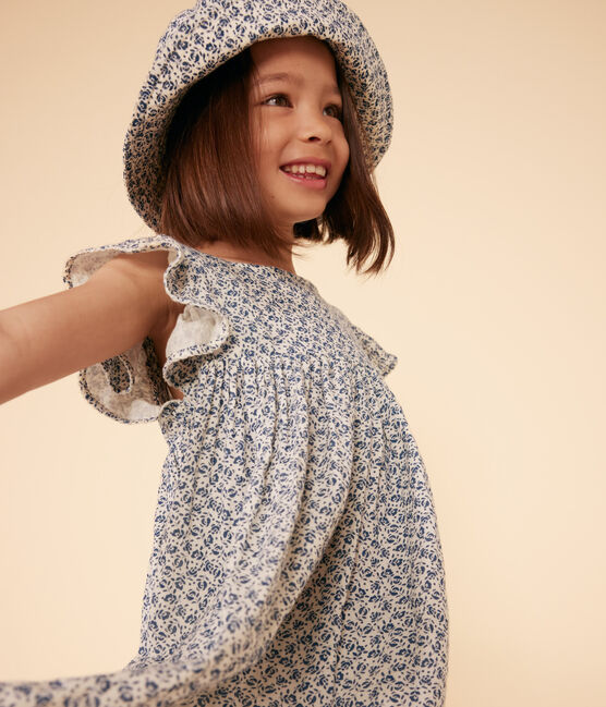 Girls' Blue Floral Cotton Gauze Floppy Sun Hat AVALANCHE /INCOGNITO