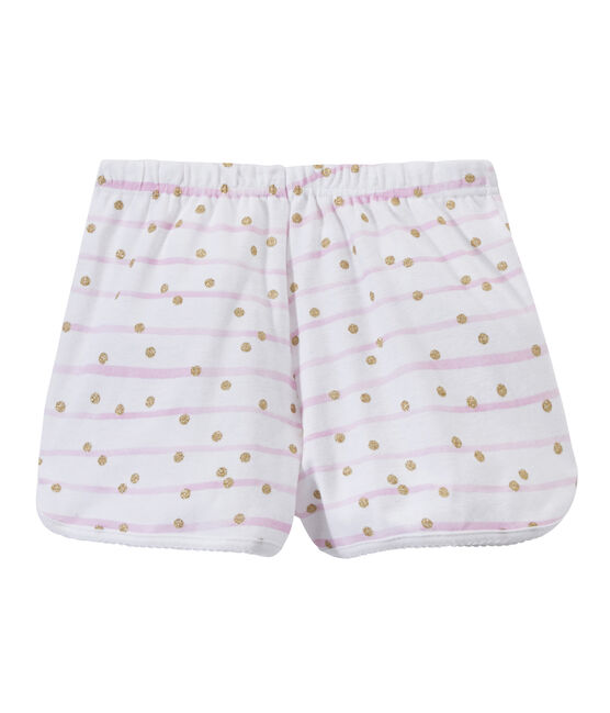 Girl's print shorts ECUME white/ROSE pink/OR