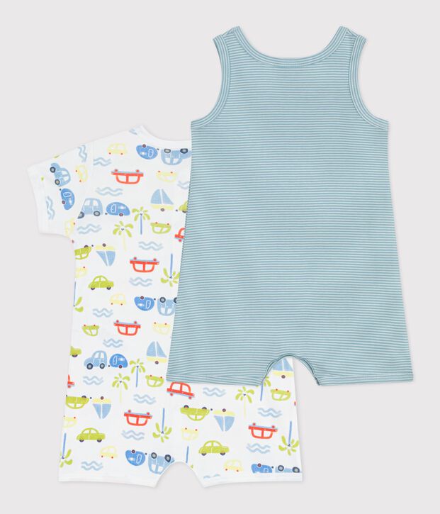 Pack of babies' short printed cotton jumpsuits multicolor