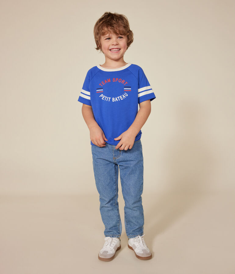 Boys' short-sleeved fine jersey T-Shirt blue
