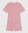Women's stripy cotton short pyjamas ROSEWOOD pink/MARSHMALLOW