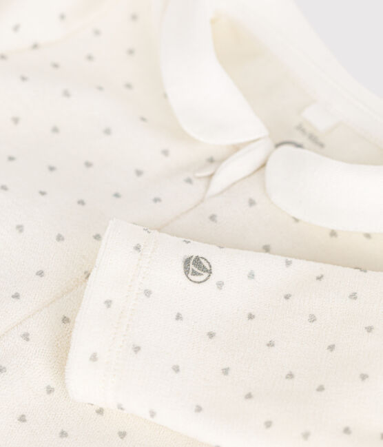 Babies' velour pyjamas MARSHMALLOW white/GRIS grey