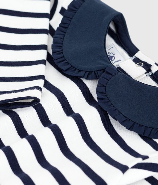 Children's cotton Breton top MARSHMALLOW white/SMOKING blue