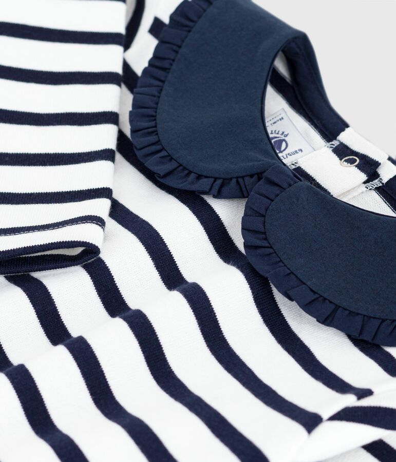 Children's cotton Breton top white/blue