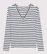Women's Iconic V-Neck Striped Cotton T-Shirt