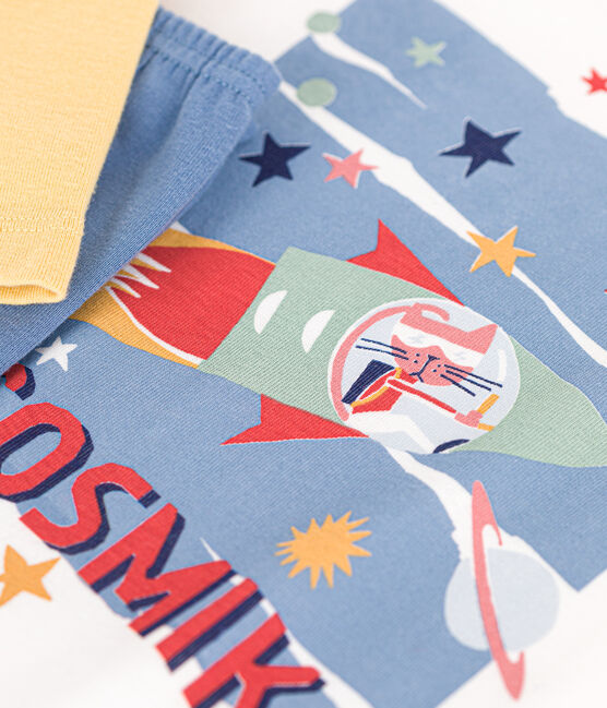 Children's space-themed plain cotton pyjamas BEACH blue/MULTICO