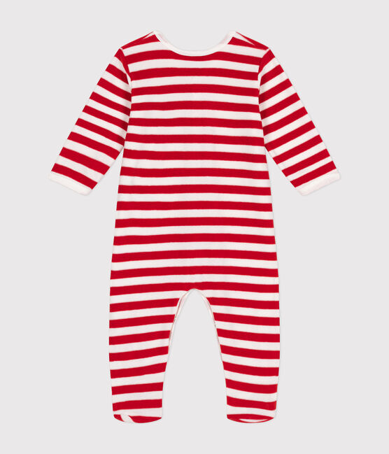 Babies' velour Christmas pyjamas AURORA red/MARSHMALLOW