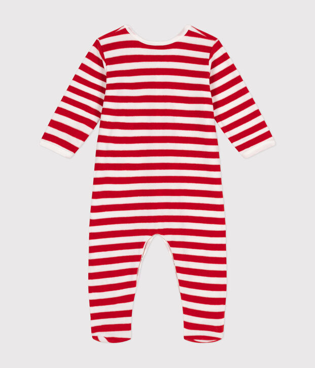 Babies' velour Christmas pyjamas red/white