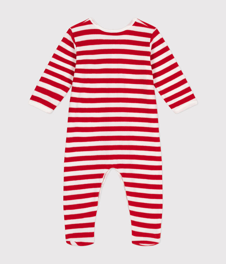 Babies' velour Christmas pyjamas red/white