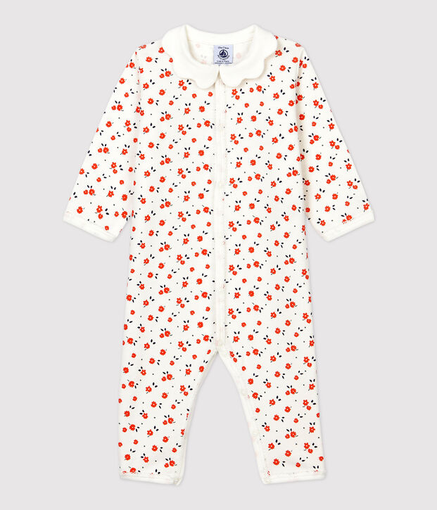 Babies' Paris Footless Organic Cotton Sleepsuit with Collar white/multicolor