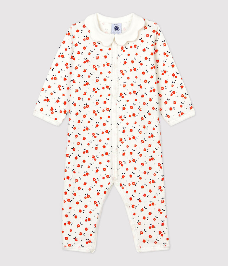 Babies' Paris Footless Organic Cotton Sleepsuit with Collar white/multicolor