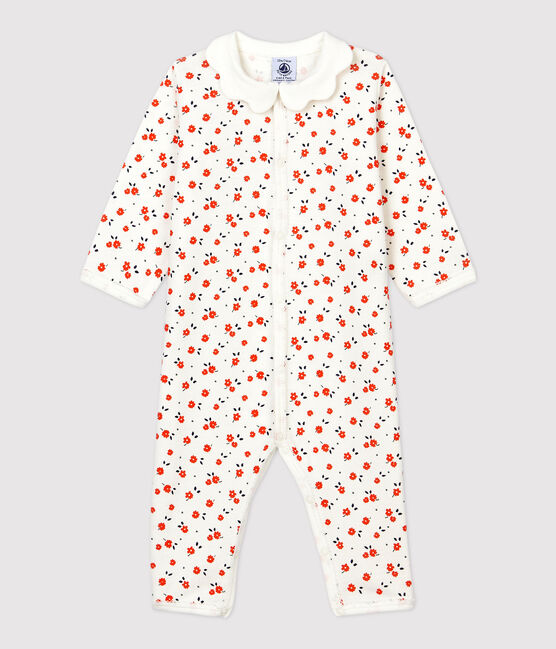 Babies' Paris Footless Organic Cotton Sleepsuit with Collar MARSHMALLOW white/MULTICO white