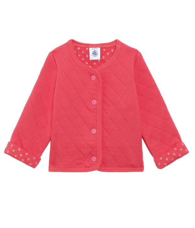 Baby Girls' Quilted Tube Knit Cardigan red