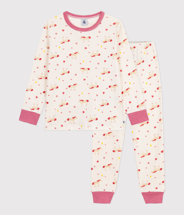 Children's horse-print cotton pyjamas Ecru/multicolor