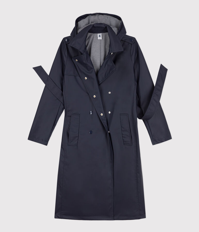Women's Hooded Trench Coat blue
