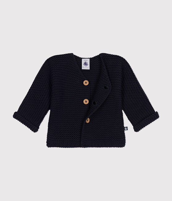 Babies' Moss Stitch Knit Cardigan SMOKING blue