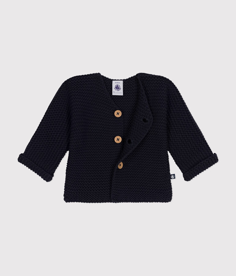 Babies' Moss Stitch Knit Cardigan blue