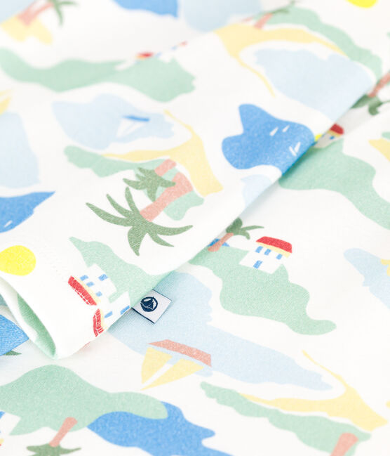 Children's printed cotton pyjamas MARSHMALLOW white/MULTICO white