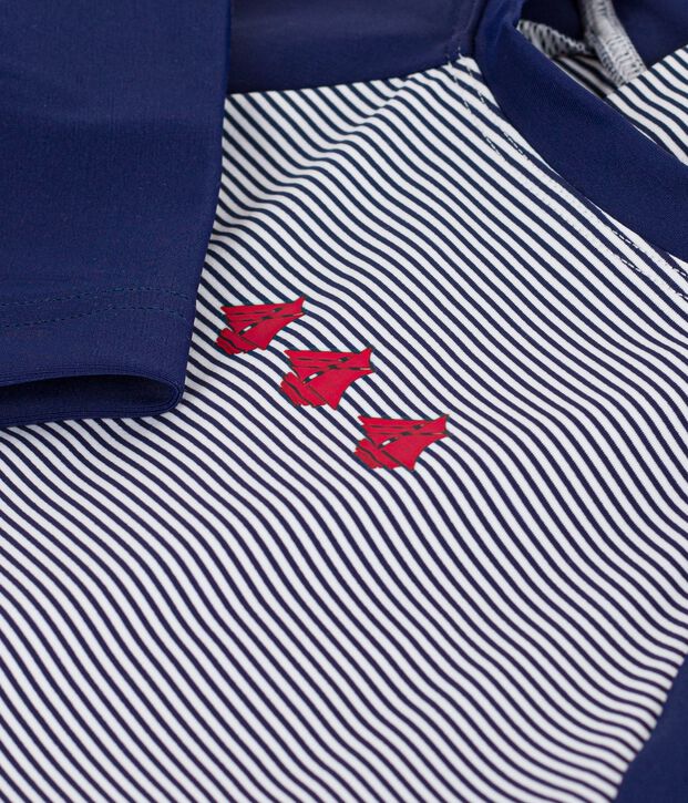 Babies' UV-protection swimming onesie blue/white