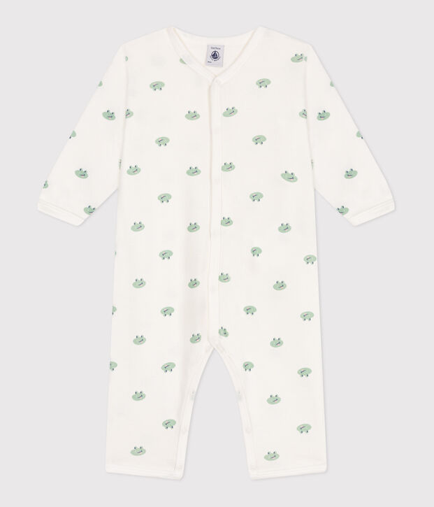 Babies' footless frog pattern cotton pyjamas white/multicolor
