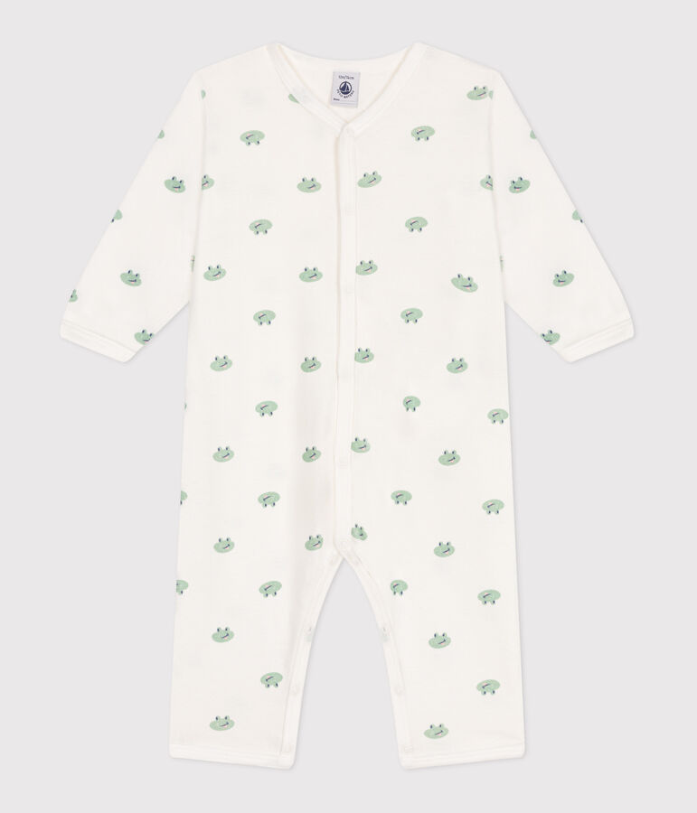 Babies' footless frog pattern cotton pyjamas white/multicolor