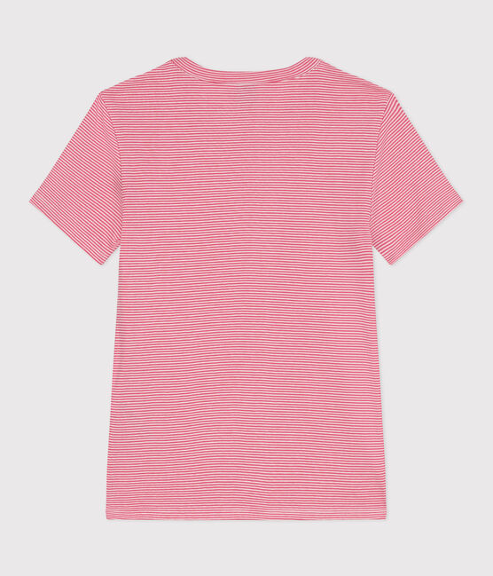 Women's iconic striped cotton T-Shirt PEONIA pink/MARSHMALLOW