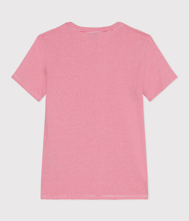 Women's iconic striped cotton T-Shirt pink/white