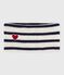 Babies' stripy fleece-lined knitted snood MARSHMALLOW blue/SOIR