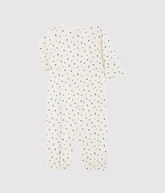 Babies' Ribbed Jumpsuit/Sleeping Bag MARSHMALLOW white/SMOKING blue/MULTICO