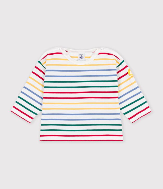 Babies' cotton Breton top white/multicolor