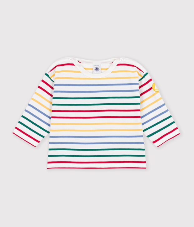 Babies' cotton Breton top white/multicolor
