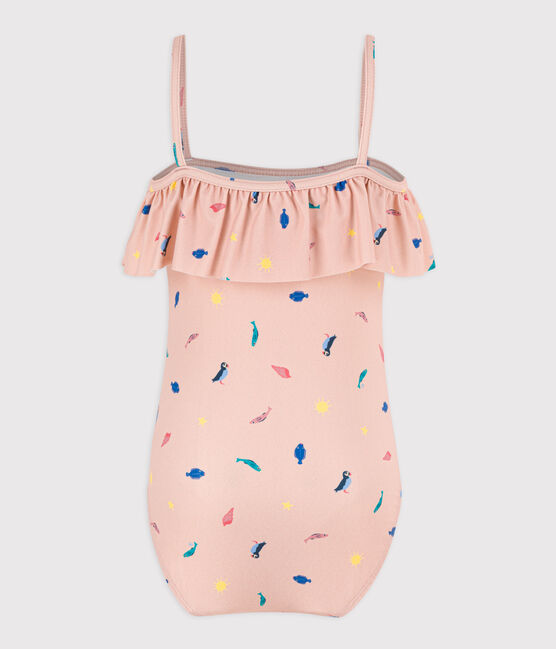 Girls' One-Piece Print Swimsuit SALINE pink/MULTICO white