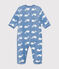 Babies' fleece onesie BEACH blue/MARSHMALLOW