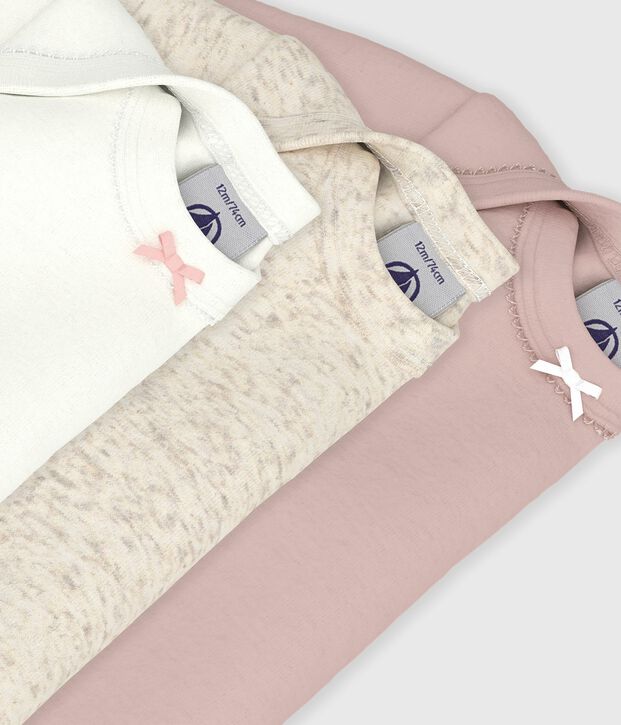 Babies' Long-Sleeved Cotton Bodysuits - 3-Pack multicolor