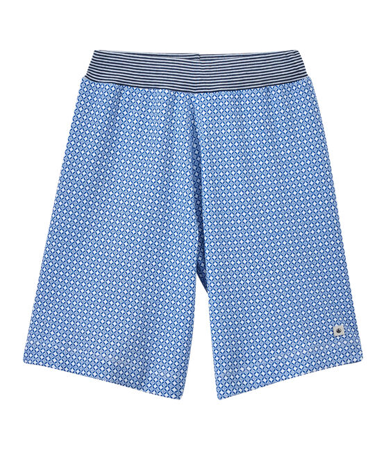 Boy's print shorts ECUME white/PERSE blue