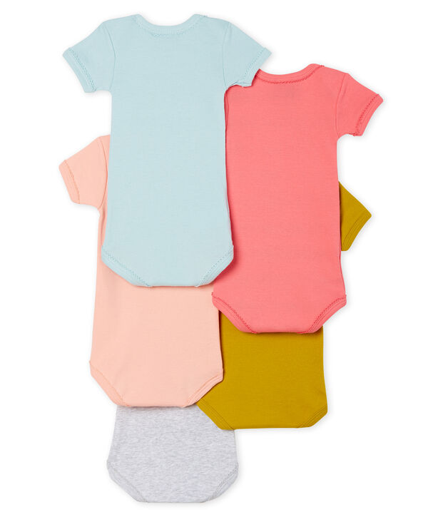 Baby Girls' Short-Sleeved Bodysuit - Set of 5 multicolor
